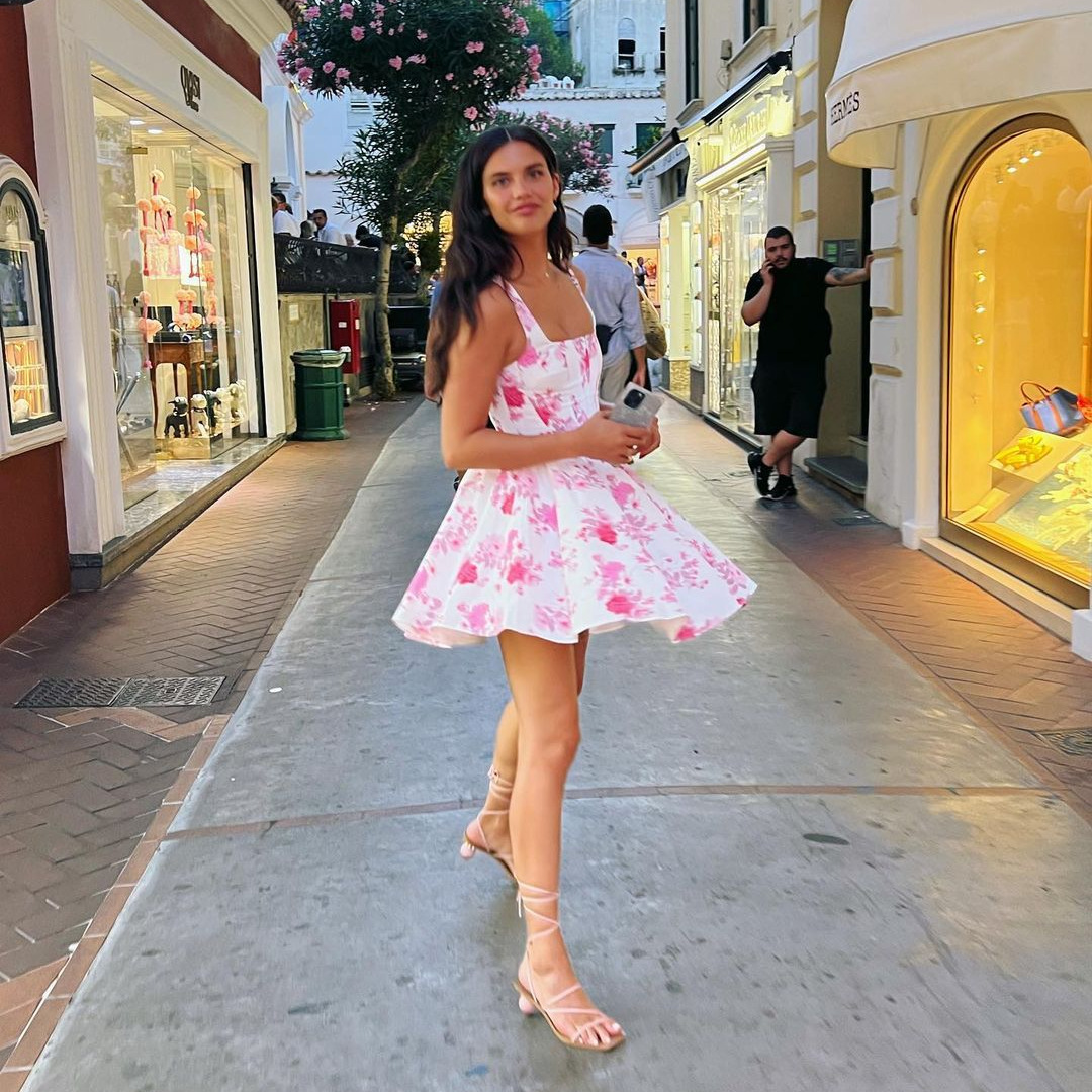 Floral Rose Print Mini Dress Women Strapless Bodycon Party Dress